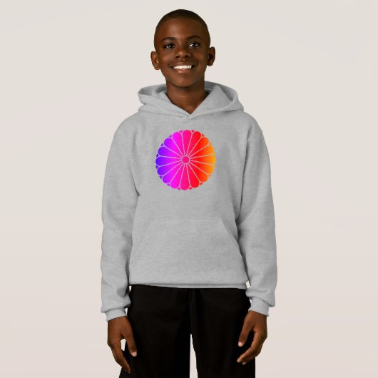 Oriental Rainbow Kiku Chrysanthemum Mon Vector Hoodie (Vorne ganz)