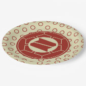 Oriental Red Beige Japan Hattori Kamon Vector Art Pappteller (Schrägansicht)
