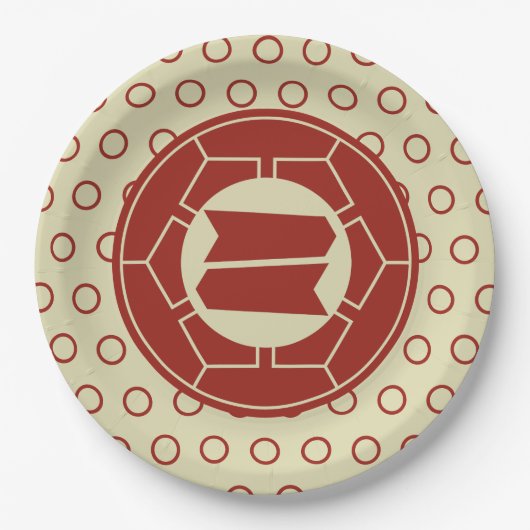 Oriental Red Beige Japan Hattori Kamon Vector Art Pappteller (Vorderseite)