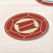 Oriental Red Beige Japan Hattori Kamon Vector Art Runder Pappuntersetzer (Angewinkelt)