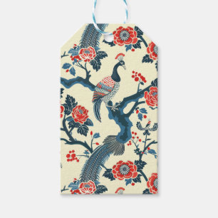 Oriental Red & Blue Floral Peacock Geschenkanhänger