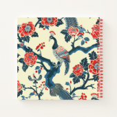 Oriental Red & Blue Floral Peacock Notizblock (Rückseite)
