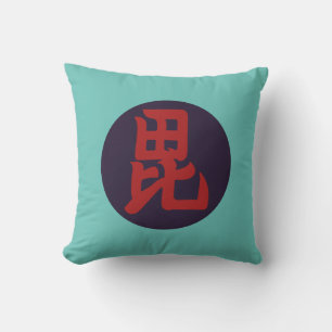 Oriental Red Blue Uesugi Japan Mon Vector Art Kissen