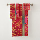 ORIENTAL Red Golden Pattern - Badetuch Set (Insitu)