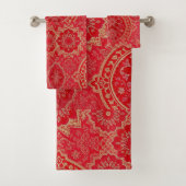 ORIENTAL Red Golden Pattern - Badetuch Set (Insitu)