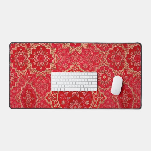 ORIENTAL Red Golden Pattern - Desktop, Mouse Pad Schreibtischunterlage (Tastatur & Maus)