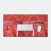 ORIENTAL Red Golden Pattern - Desktop, Mouse Pad Schreibtischunterlage (Tastatur & Maus)