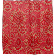Oriental Red Golden Pattern - Duschvorhang