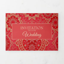 ORIENTAL Red Golden Pattern - Einladungskarte