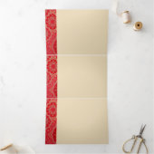 ORIENTAL Red Golden Pattern - Einladungskarte Dreifach Gefaltete Einladung (Innenseite)
