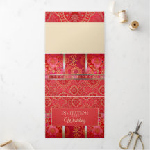 ORIENTAL Red Golden Pattern - Einladungskarte