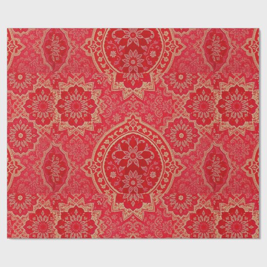 ORIENTAL Red Golden Pattern - Faltpapier Geschenkpapier (Flach)