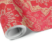 ORIENTAL Red Golden Pattern - Faltpapier Geschenkpapier (Rolleneckpunkt)
