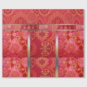 ORIENTAL Red Golden Pattern - Faltpapier Geschenkpapier (Flach)