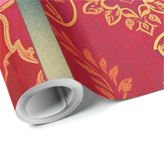 ORIENTAL Red Golden Pattern - Faltpapier Geschenkpapier (Rolleneckpunkt)