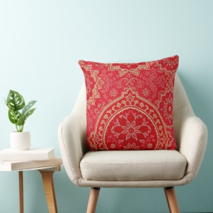 ORIENTAL Red Golden Pattern - Kissen