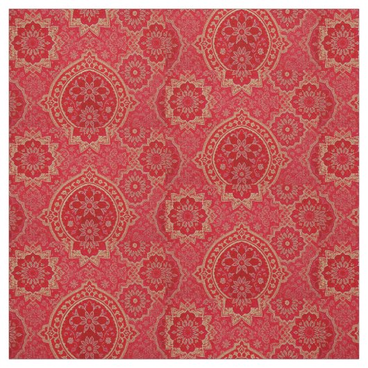 ORIENTAL Red Golden Pattern - Stoff (Muster)