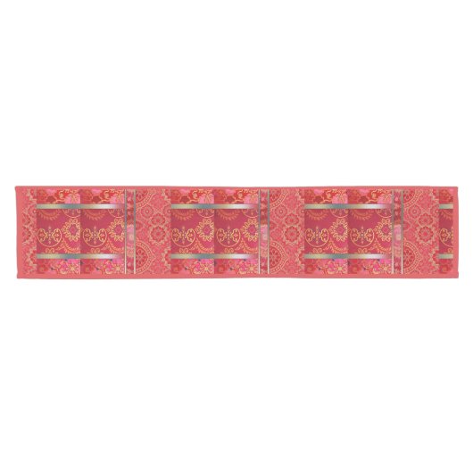 ORIENTAL Red Golden Pattern - Tableclover, Runner Kurzer Tischläufer (Horizontal)