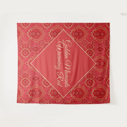 ORIENTAL Red Golden Pattern - Tapestyle Wandteppich (Vorderseite (Horizontal))