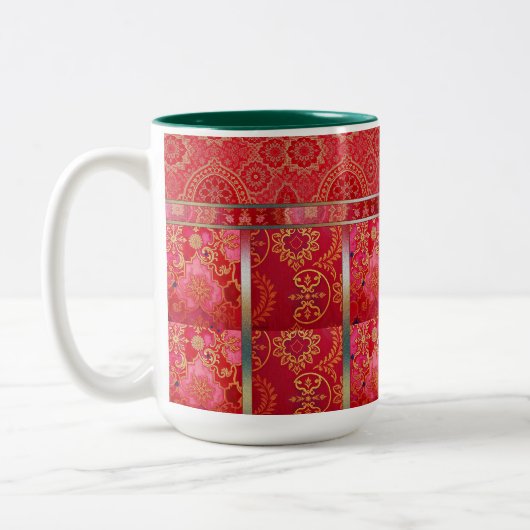 ORIENTAL Red Golden Pattern - Tasse, Cup Zweifarbige Tasse (Links)