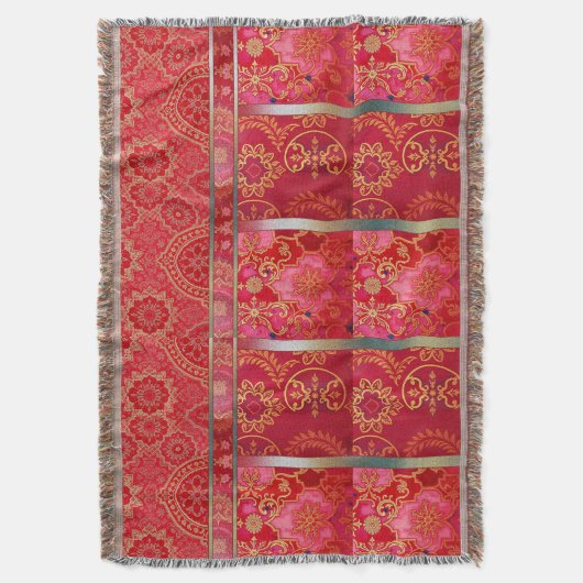 ORIENTAL Red Golden Pattern - Throw Blanken Decke (Vorderseite Vertikal)