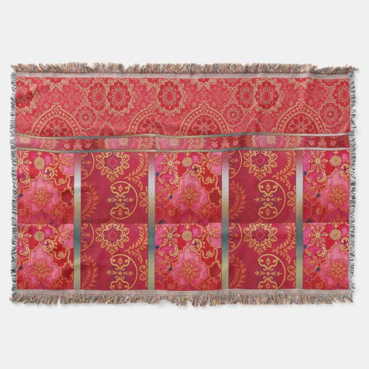 ORIENTAL Red Golden Pattern - Throw Blanken Decke (Vorderseite)