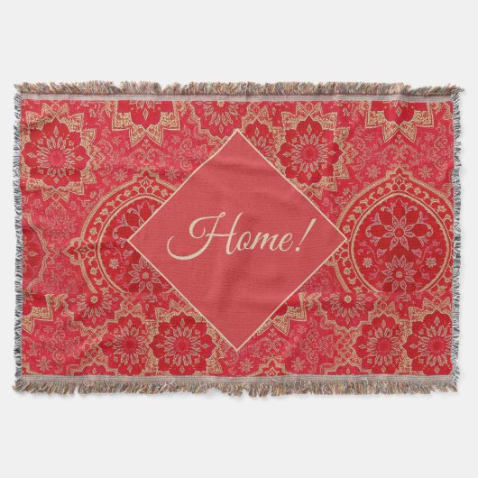 ORIENTAL Red Golden Pattern - Throw Blanken Decke (Vorderseite)