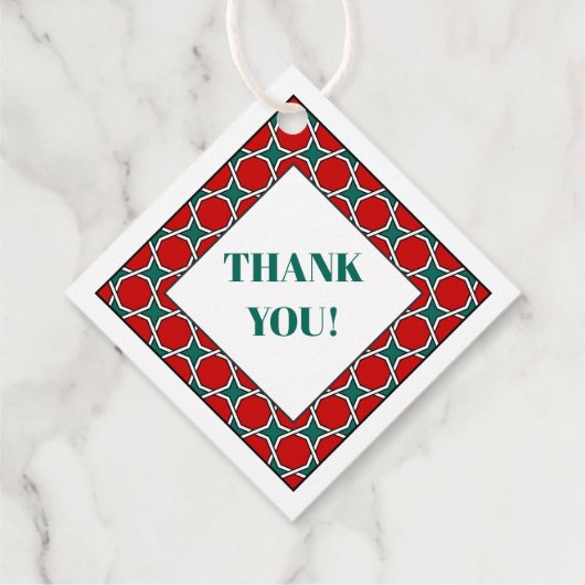 Oriental Red Green Arabic Egypt Geometric Pattern Geschenkanhänger (Rückseite)