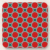 Oriental Red Green Arabic Egypt Geometric Pattern Getränkeuntersetzer (Vorderseite)