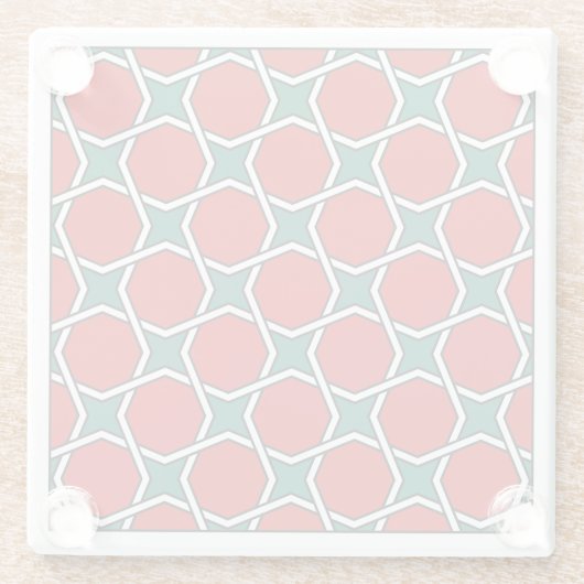 Oriental Red Green Arabic Egypt Geometric Pattern Glasuntersetzer (Rückseite)