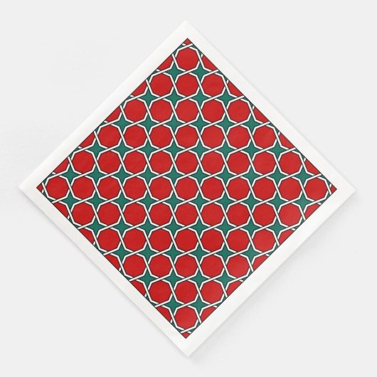 Oriental Red Green Arabic Egypt Geometric Pattern Serviette (Ecke)