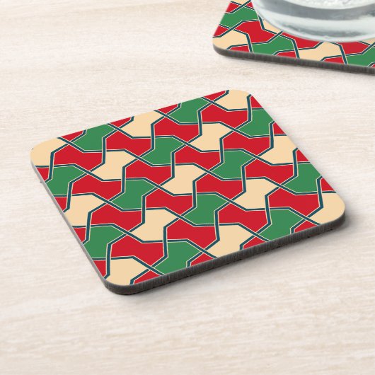 Oriental Red Green Bow Krawatte Geometric Vector A Getränkeuntersetzer (Linke Seite)