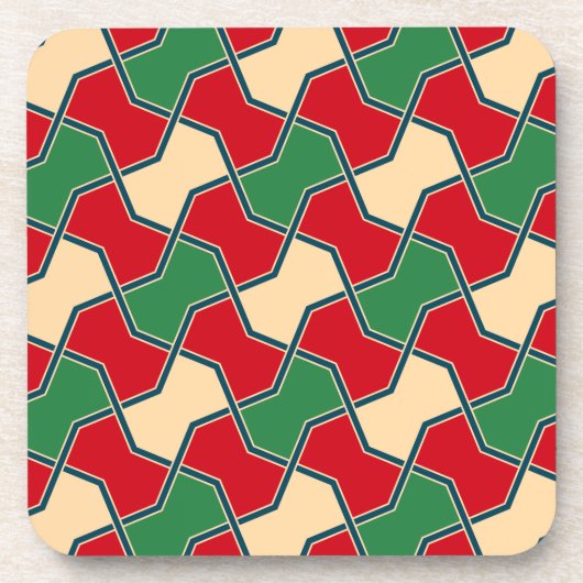 Oriental Red Green Bow Krawatte Geometric Vector A Getränkeuntersetzer (Vorderseite)