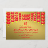 Oriental Red Lanterns Xi Chinese Wedding Einladung (Vorderseite)