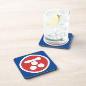 Oriental Red Mori Japan Samurai Mon Vector Art Getränkeuntersetzer (Rechte Seite)