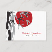 Oriental Red Sunrise Zen Bamboo Tree Asian Wedding Platzkarte (Rückseite)