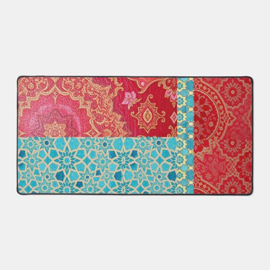ORIENTAL Red Turquois Pattern - Desktop, Maus Pad Schreibtischunterlage (Vorderseite)