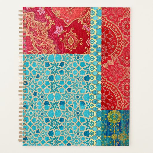 ORIENTAL Red Turquoise Pattern - Notebook, Planer (Vorderseite)