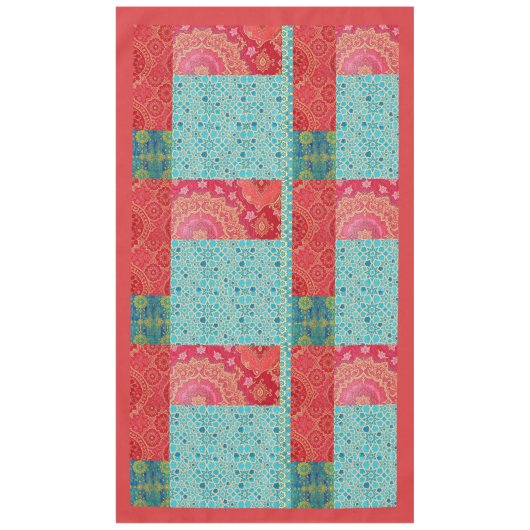 ORIENTAL Red Turquoise Pattern - Tableclout Tischdecke (Vorderseite)