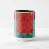 ORIENTAL Red Turquoise Pattern - Tasse, Cup Zweifarbige Tasse (Mittel)