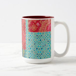ORIENTAL Red Turquoise Pattern - Tasse, Cup Zweifarbige Tasse