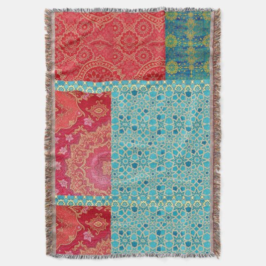 ORIENTAL Red Turquoise Pattern - Throw Blanken Decke (Vorderseite Vertikal)