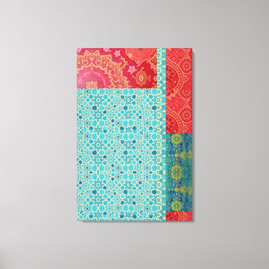 ORIENTAL Red Turquoise Pattern - Wrapped Canvas Leinwanddruck (Vorderseite)