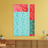 ORIENTAL Red Turquoise Pattern - Wrapped Canvas Leinwanddruck (Insitu (Wohnzimmer))