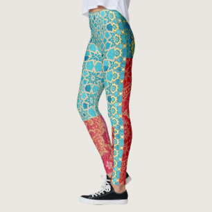 ORIENTAL Red Turquoise Patterns - Leggings