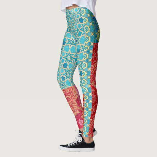 ORIENTAL Red Turquoise Patterns - Leggings (Links)