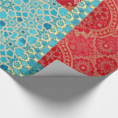 ORIENTAL Red Turquoise Patterns - Packpapier (Ecke)