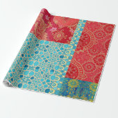 ORIENTAL Red Turquoise Patterns - Packpapier (Ungerollt)