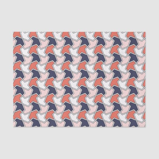 Oriental Red White Blue Geometric Arrows Art Seidenpapier (Vorderseite)