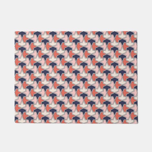 Oriental Red White Blue Geometric Arrows Pattern Fußmatte (Vorderseite)